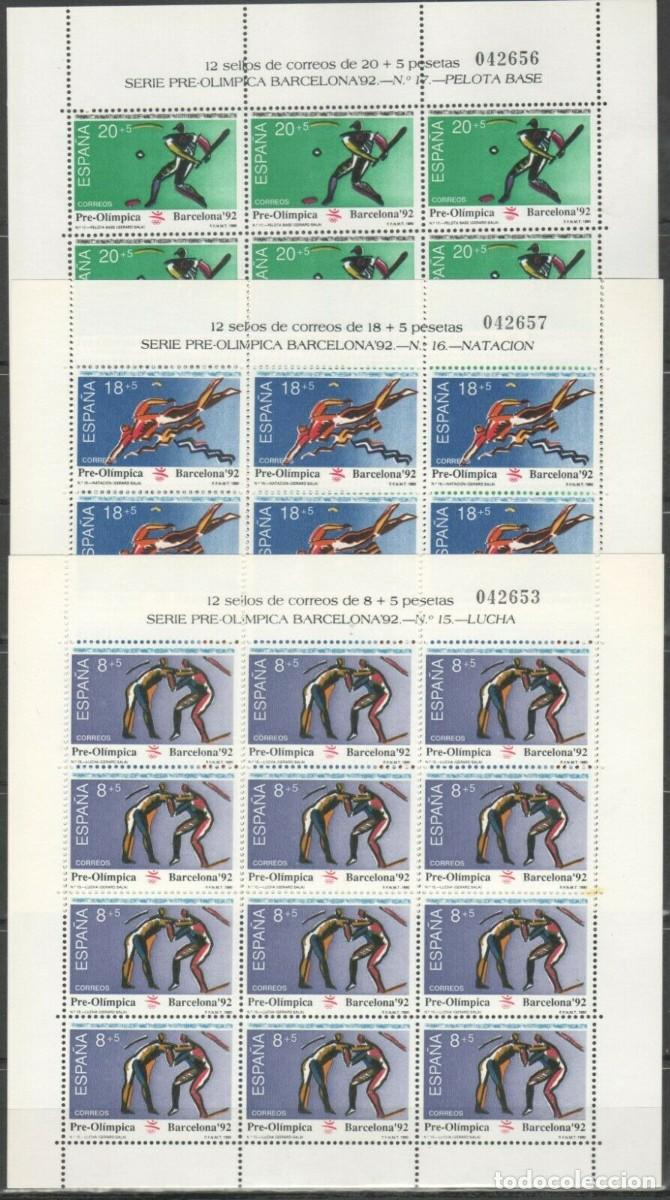 Stamps: Sellos Espa&ntilde;a A&ntilde;o 1990 minipliego n&ordm;17/19 Barcelona 92 Lucha, nataci&oacute;n y pelota valor catalogo 13,85