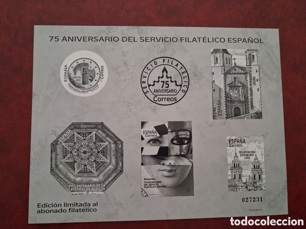 Sellos: ESPA&Ntilde;A 2021 - PRUEBA DE LUJO EDICI&Oacute;N LIMITADA AL ABONADO FILAT&Eacute;LICO