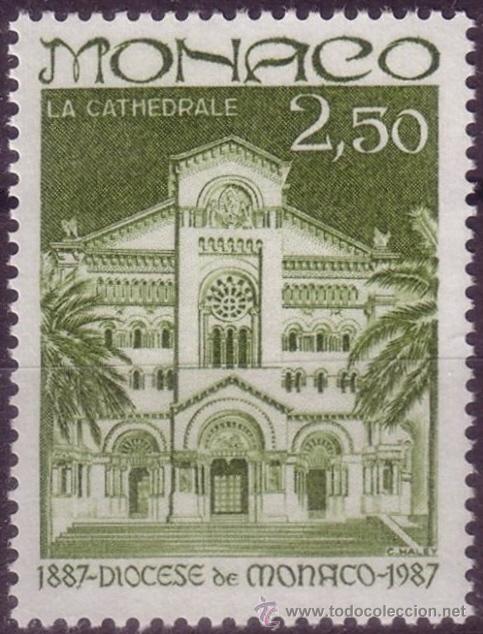 Sellos: MONACO 1987 -  CENTENARIO DE LA DIOCESIS DE MONACO - Yvert 1574 - Foto 1