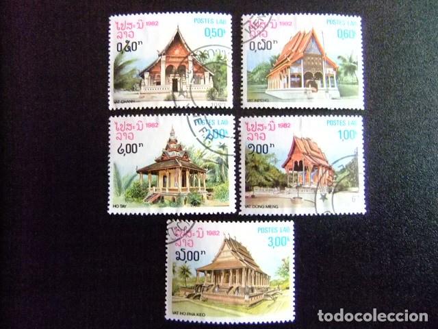 Sellos: LAOS 1982 PAGODES YVERT 418 / 422 FU - Foto 1