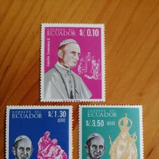 Sellos: ECUADOR - AÑO 1967 YVERT 759 Y AÉREO 460/1 - SU SANTIDAD EL PAPA PABLO VI. Lote 366094461