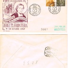 Sellos: AÑO 1957, 75 ANIVº H.H, ESCUELAS CRISTIANAS LA SALLE EN JEREZ (CADIZ), SOBRE DE ALFIL CIRCULADO