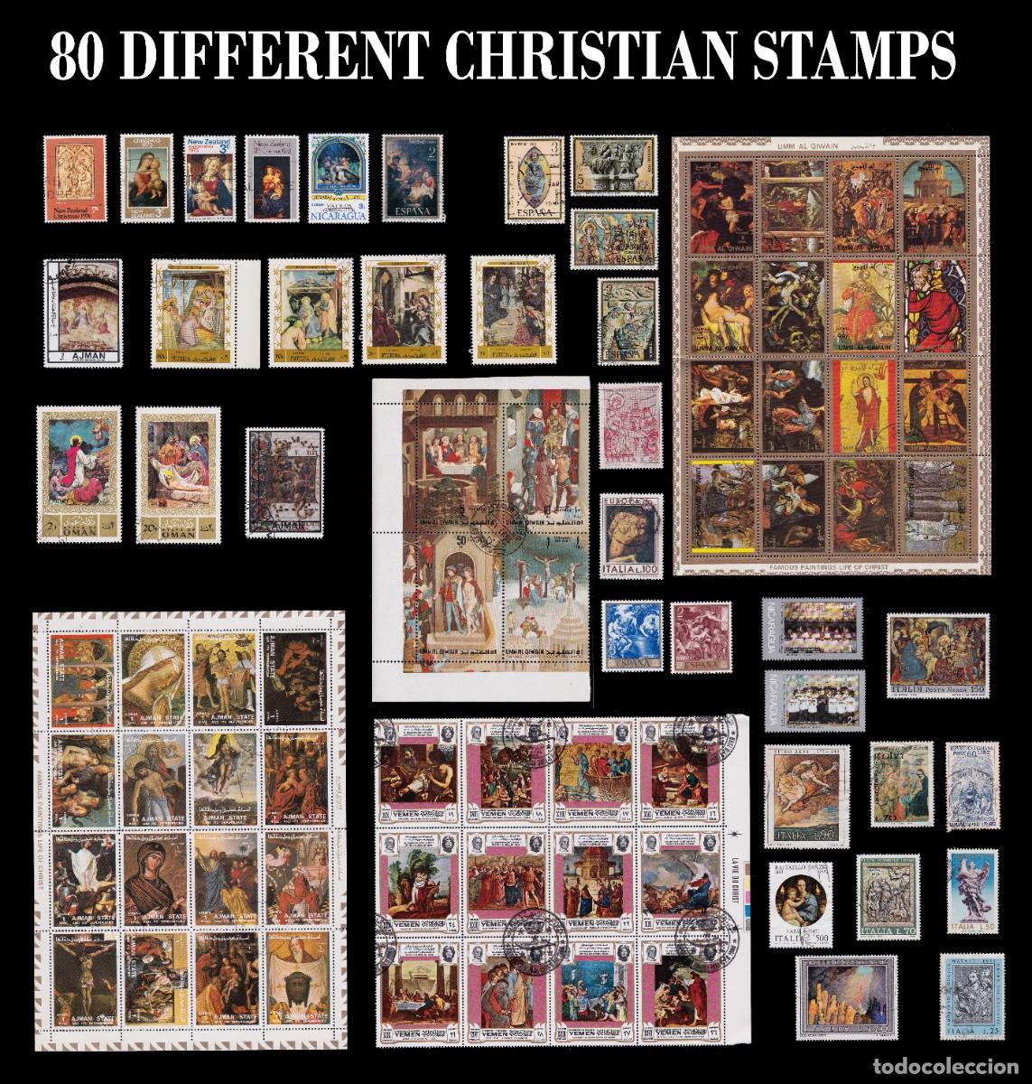 Sellos: 80 DIFFERENT CHRISTIAN WORLD STAMPS. - Foto 1
