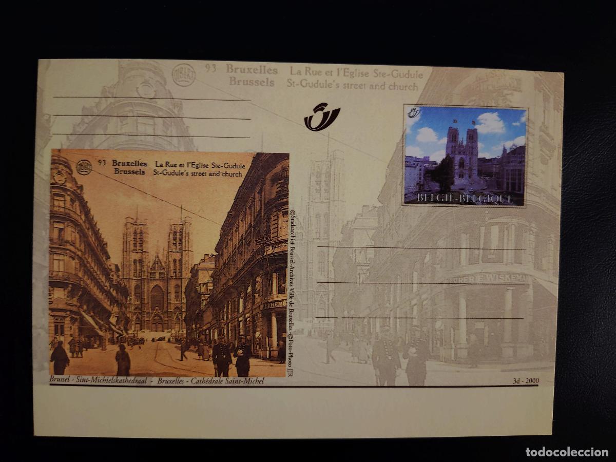Sellos: B&eacute;lgica entero postal ilustrado Bruselas Catedral Santa G&uacute;dula 2000