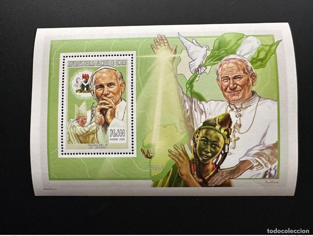 Sellos: Comoras 1999 YT 1122 Bloque de lujo Papa Juan Pablo II Colombe