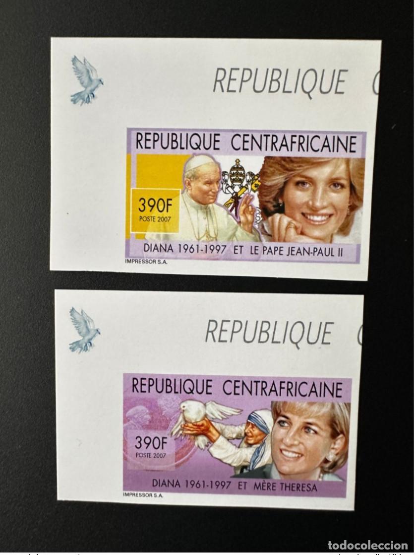 Sellos: Rep&uacute;blica Centroafricana 2007 Mi. 2944 - 2945 ND IMPERF Papa Juan Pablo II Diana
