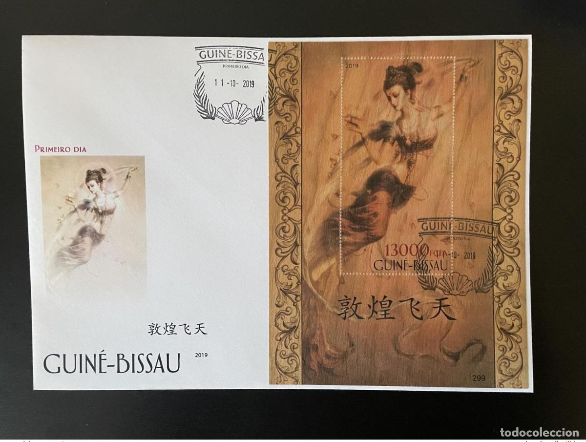 Sellos: Guinea-Bis&aacute;u 2019 FDC Mi. Bl. 1882 Budismo chino Flying Apsara Dunhuang Wood