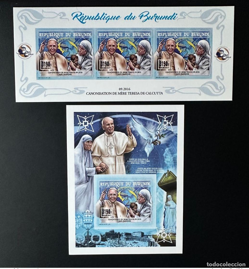 Sellos: Burundi 2017 Mi.? ND Madre Teresa Papa Juan Pablo II Francisco