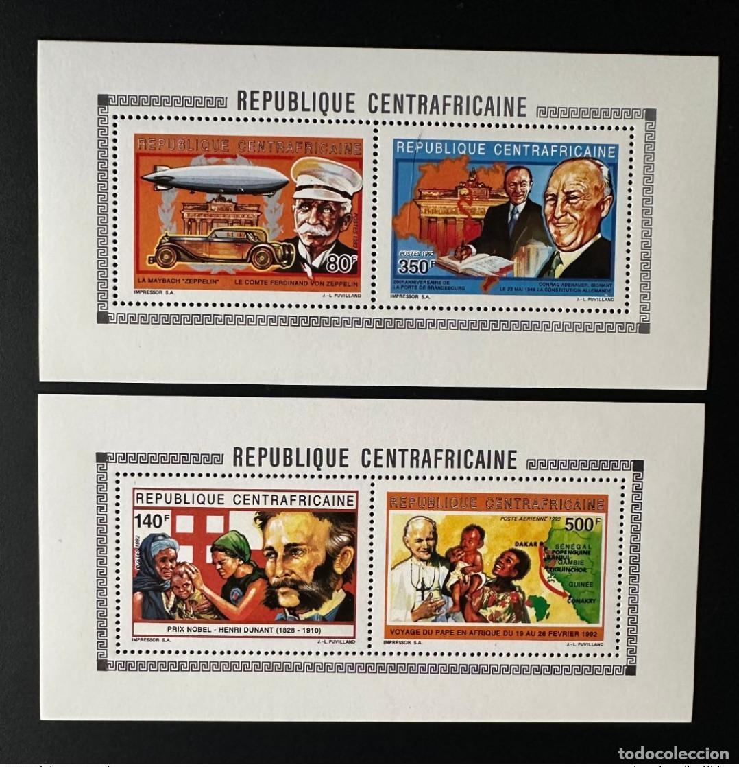 Sellos: Centroafricano 1992 Mi. 1461 - 1467 Klb Papa Juan Pablo II Cruz Roja Zeppelin