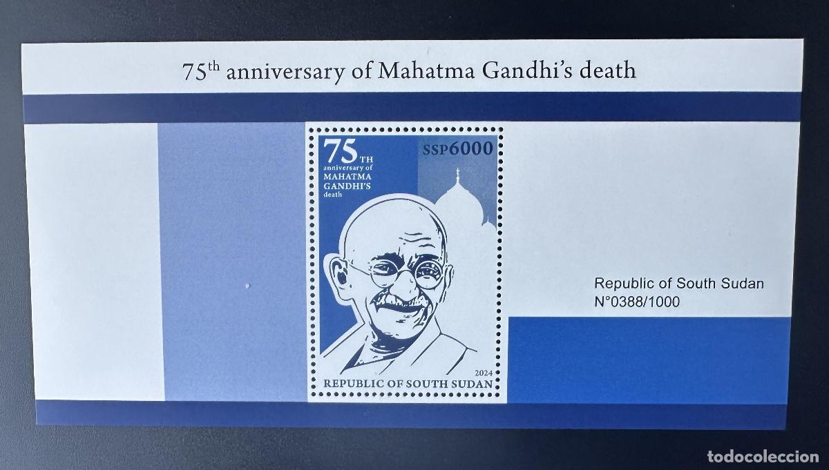 Sellos: Sud&aacute;n del Sur 2024 Mi. Beato 2: Mohandas Mahatma Gandhi India Aniversario fallecimiento