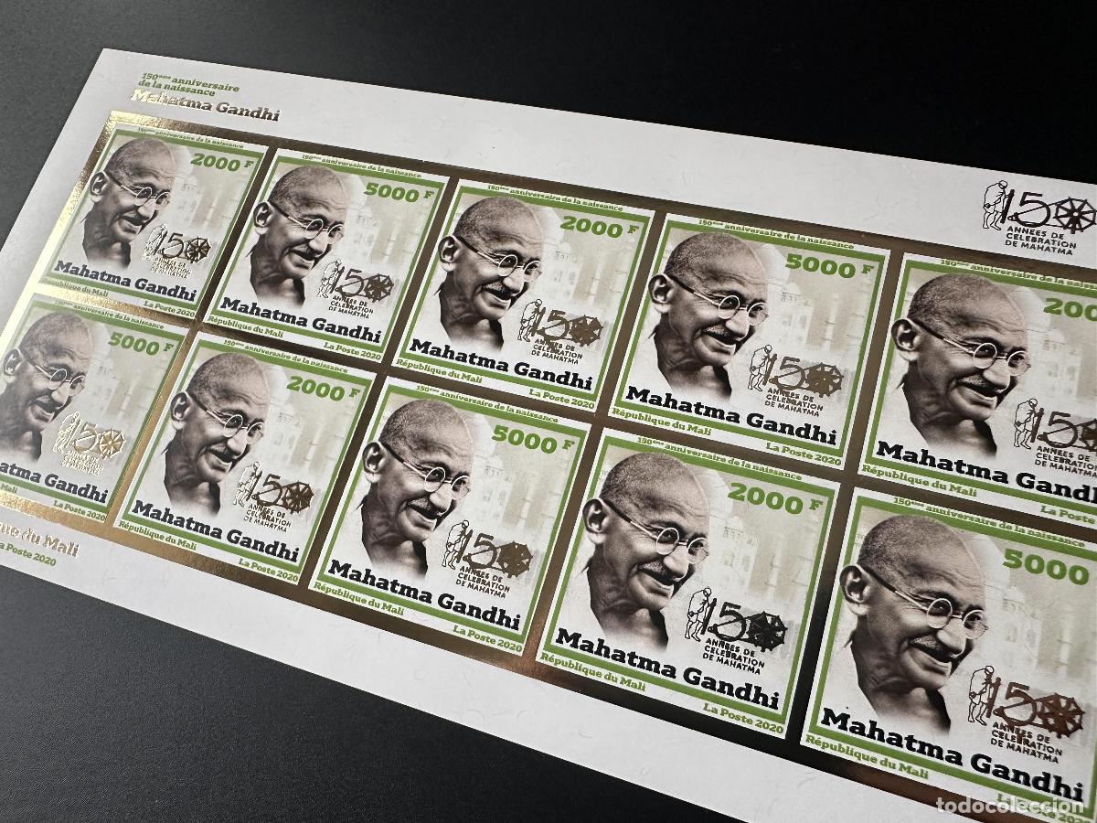 Francobolli: Mali mayo de 2020.? ND M/S Gold Mohandas Mahatma Gandhi celebra los 150 a&ntilde;os India