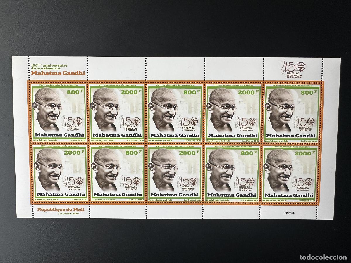 Francobolli: Mali mayo de 2020.? M/S Mohandas: celebraci&oacute;n los 150 a&ntilde;os Mahatma Gandhi India.