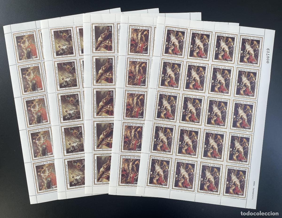 Timbres: Costa de Marfil 1983 YT 654-658 tabl&oacute;n Rubens Cuadros religiosos Pascua