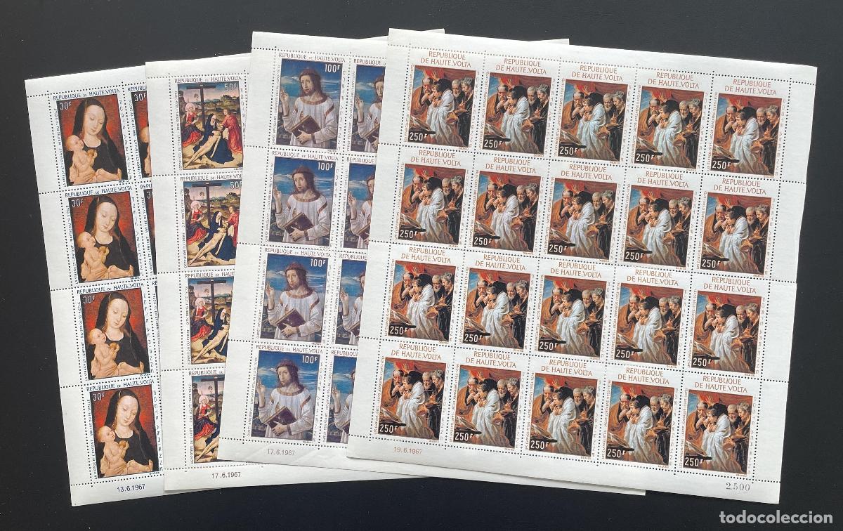 Sellos: Alto Volta 1967 YT PA 42-45 bloque pintura religiosa Virgen Cristo
