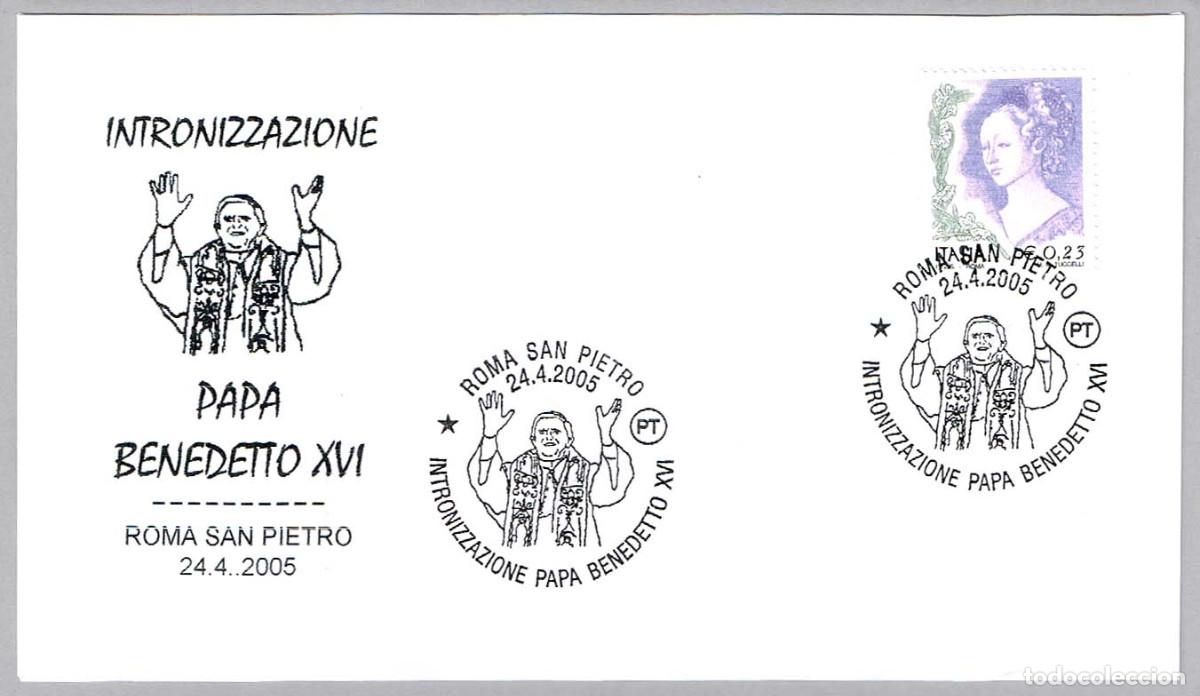 Sellos: Matasellos ENTRONIZACION DEL PAPA BENEDICTO XVI. Roma San Pietro 2005