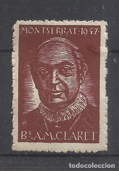 Sellos: montserrat 1947 PARE CLARET IMPRENTA Oliva de Vilanova 25 cts nuevo**