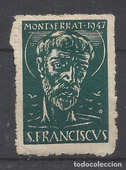 Sellos: montserrat 1947 SAN FRANCISCUS IMPRENTA Oliva de Vilanova 25 cts nuevo*