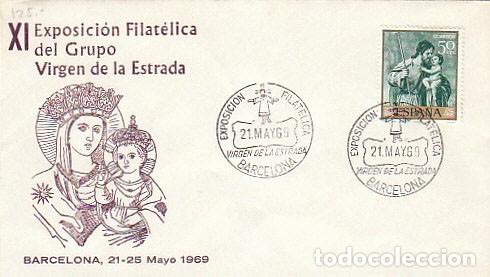 Sellos: AA&Ntilde;O 1969, EXPOSICION VIRGEN DE LA ESTRADA, SOBRE DE ALFIL