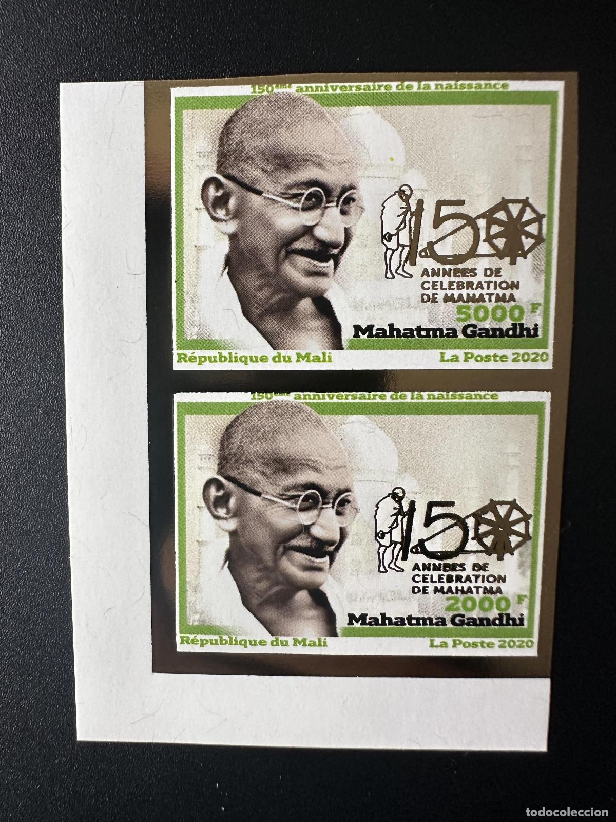 Sellos: Mali 2020 Mi? Par ND Gold 2 contra Mohandas Mahatma Gandhi celebraci&oacute;n de los 150 a&ntilde;os la India