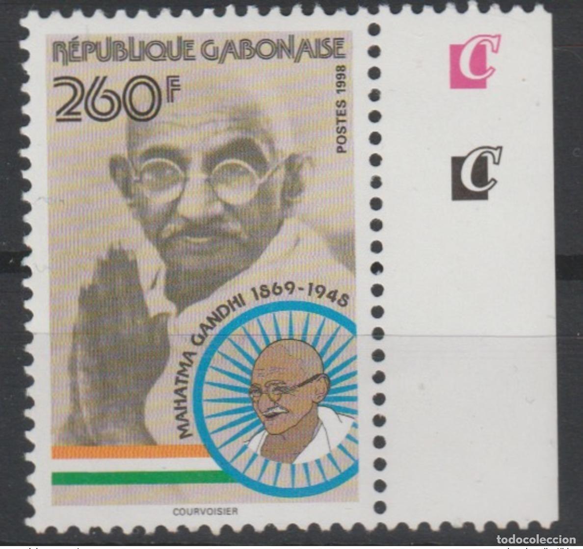 Sellos: Gab&oacute;n 1998 Mi. 1428 Mohandas Mahatma Gandhi 1869 - 1948 India Indio &iexcl;RARO!