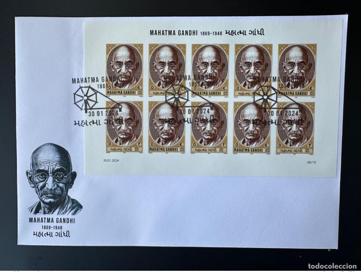 Sellos: 0/&euro;0 L&aacute;mina FDC IMPERF 2024 &laquo;Mohandas Mahatma Gandhi&raquo; Gabris tipo I