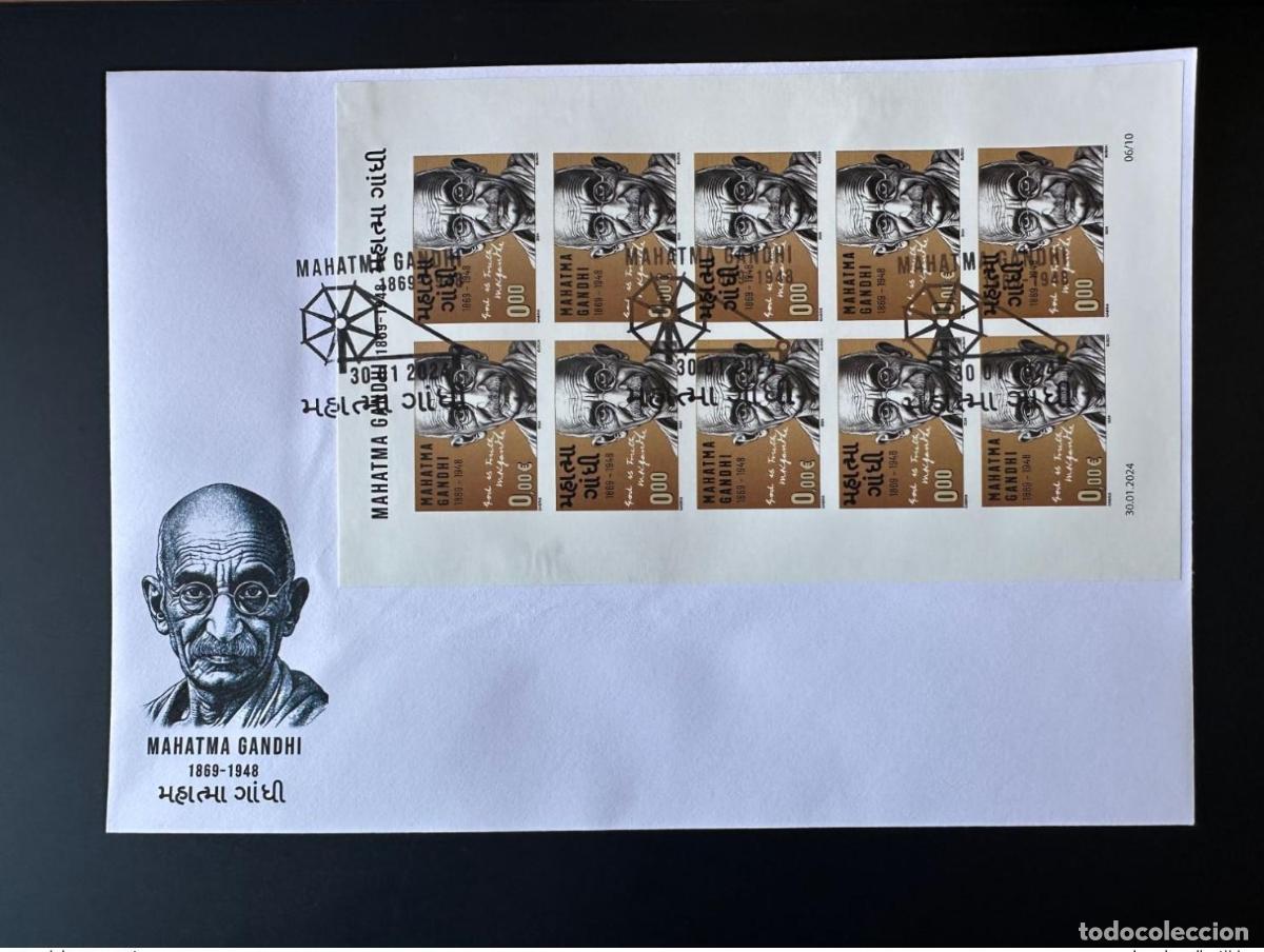 Sellos: 0/&euro;0 L&aacute;mina FDC IMPERF 2024 &laquo;Mohandas Mahatma Gandhi&raquo; Gabris tipo II