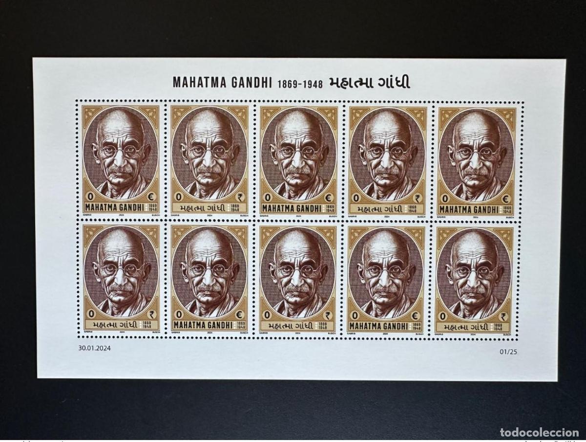 Sellos: 0 &euro;/0 &euro;/2024 hoja &laquo;Mohandas Mahatma Gandhi&raquo; Matej Gabris tipo I
