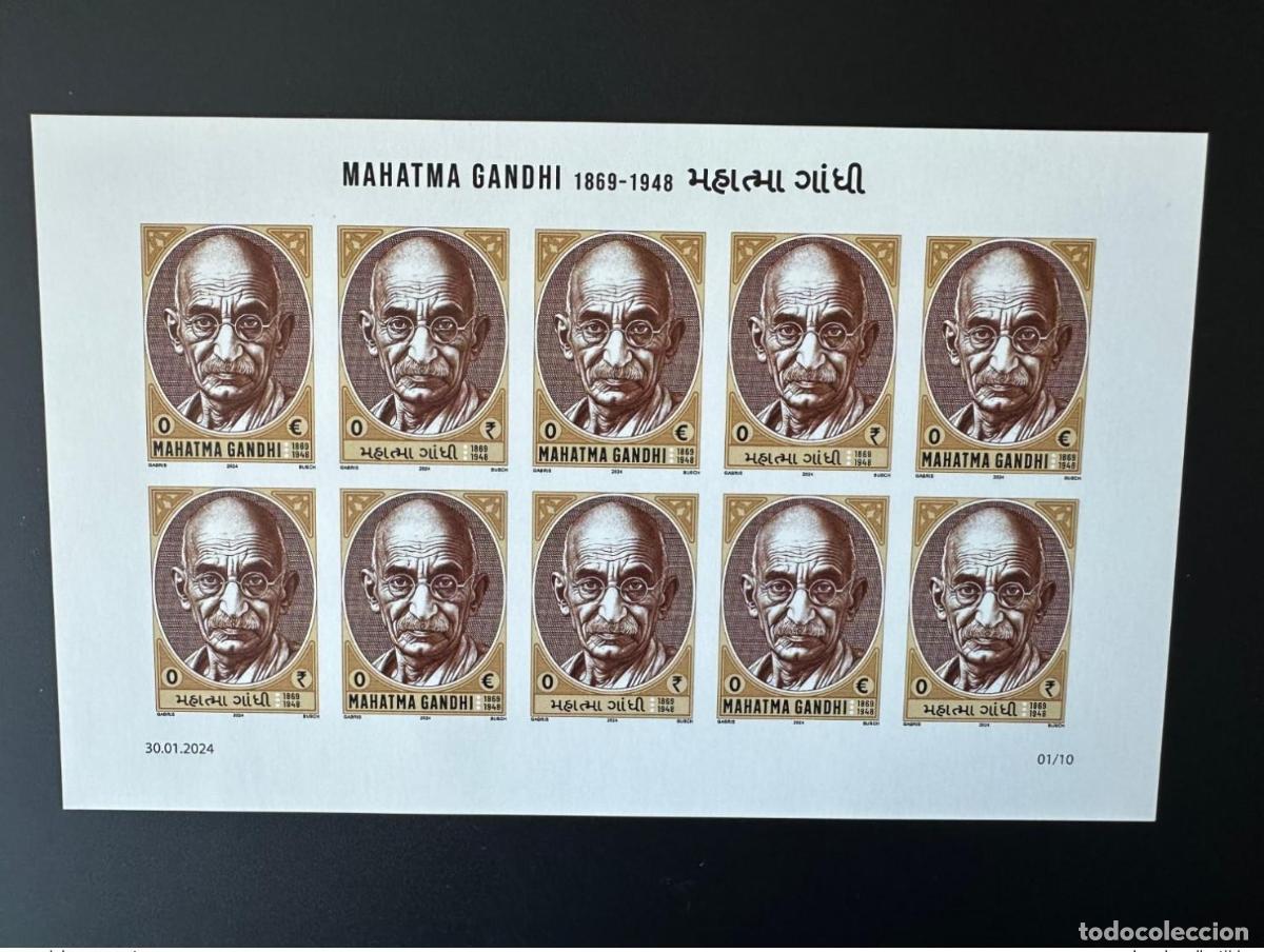 Sellos: 0/&euro;0 2024 L&aacute;mina IMPERF &laquo;Mohandas Mahatma Gandhi&raquo; Matej Gabris tipo I