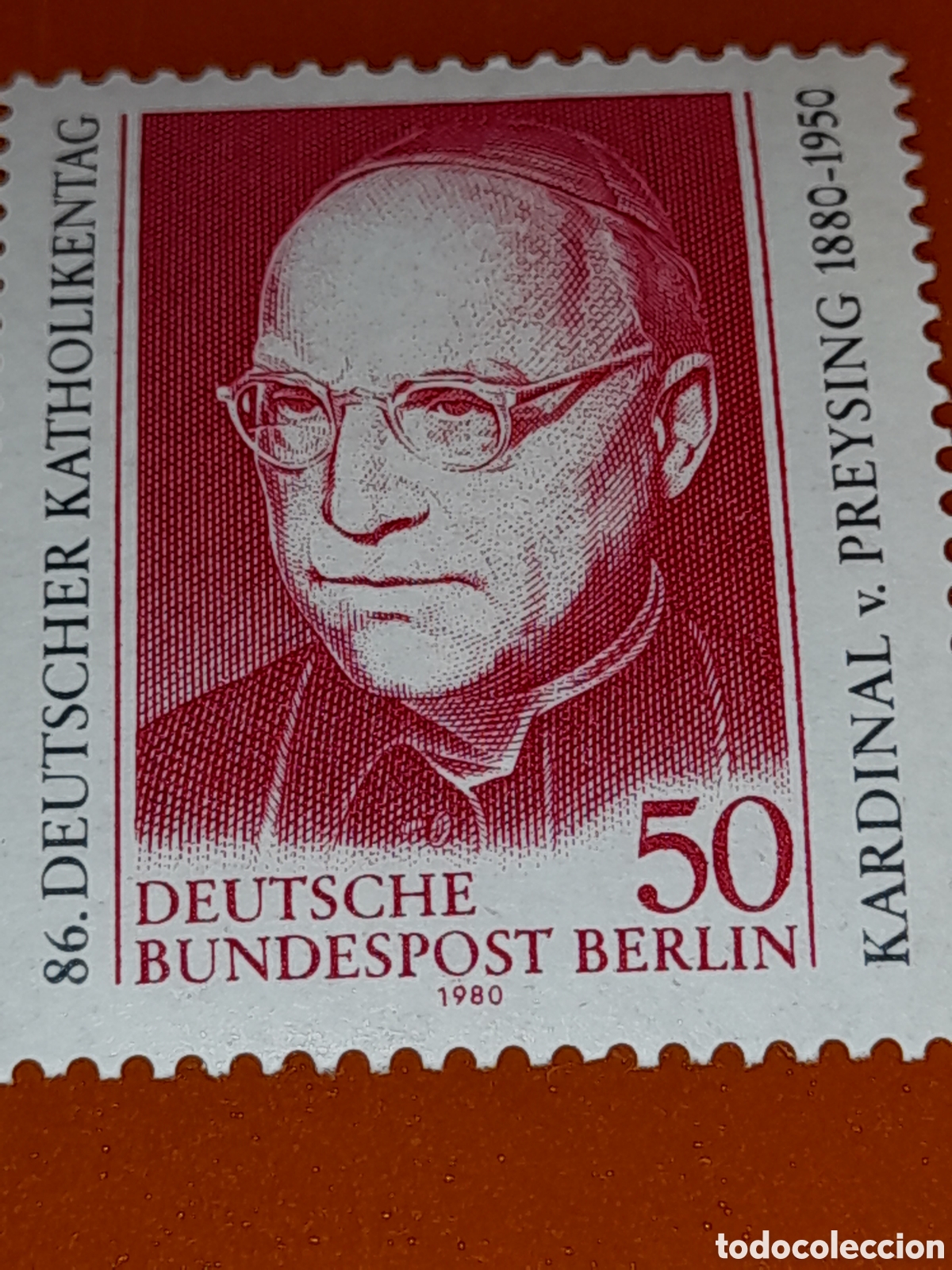 Sellos: Sello Alrmania, Berl&iacute;n nuevo 1980. 100Aniv nacimiento Cardenal Konrad Preysing. Religi&oacute;n. Famoso.