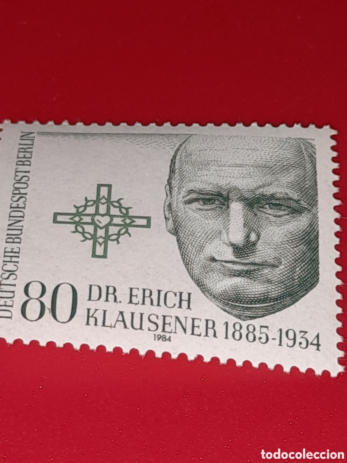 Sellos: Sello Alemania. Berlin nuevo 1984. 50Aniv asesinato sacerdote iglesia famoso. E.Klausener. Cruz.