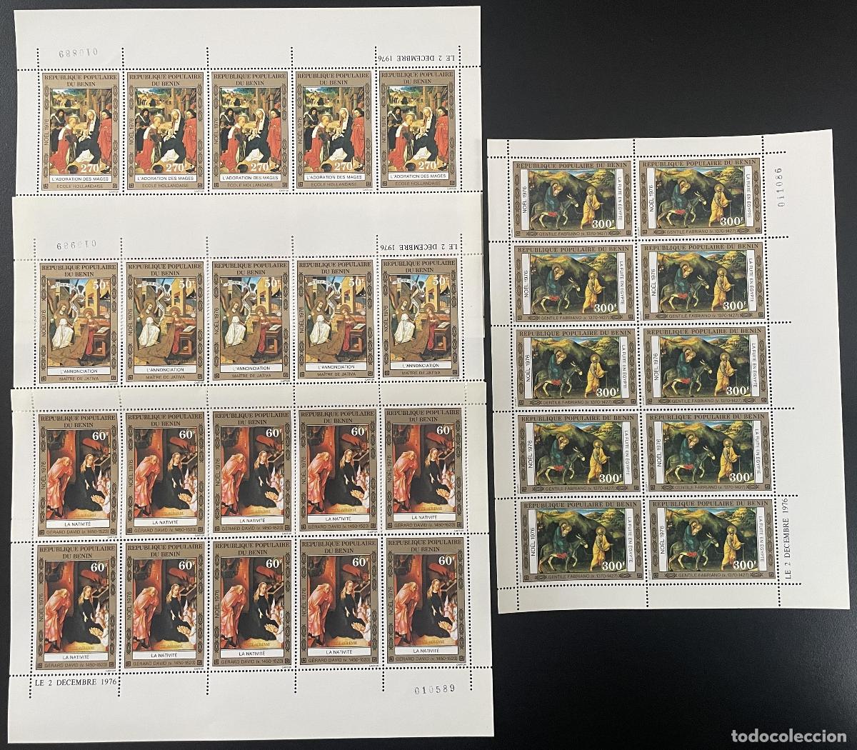 Sellos: Ben&iacute;n 1976 YT PA 263-266 tablero Navidad Natividad Adoraci&oacute;n Magos Religi&oacute;n Arte