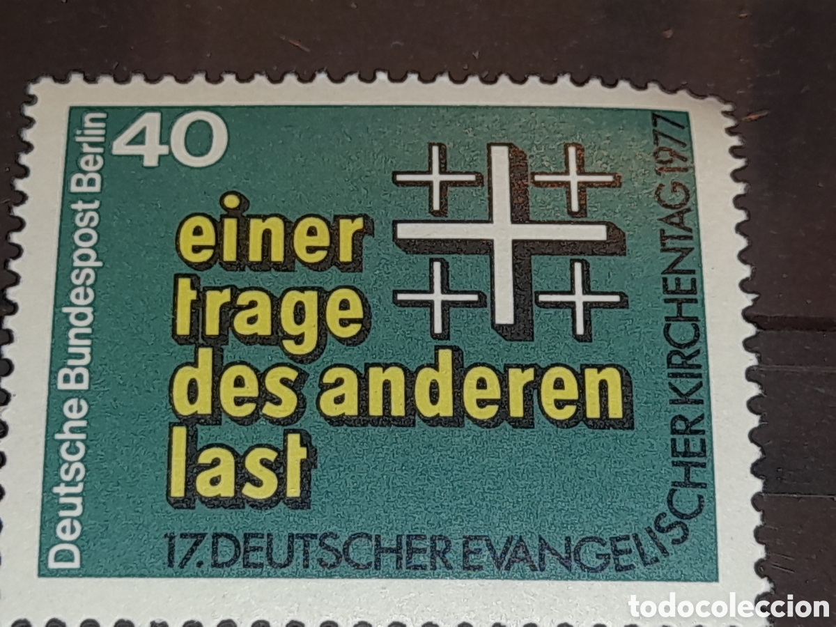 Sellos: Sello Alemania, Berlin nuevo 1977. Dia iglesia evangelica. Religion. Creencias. Cruces. Historia