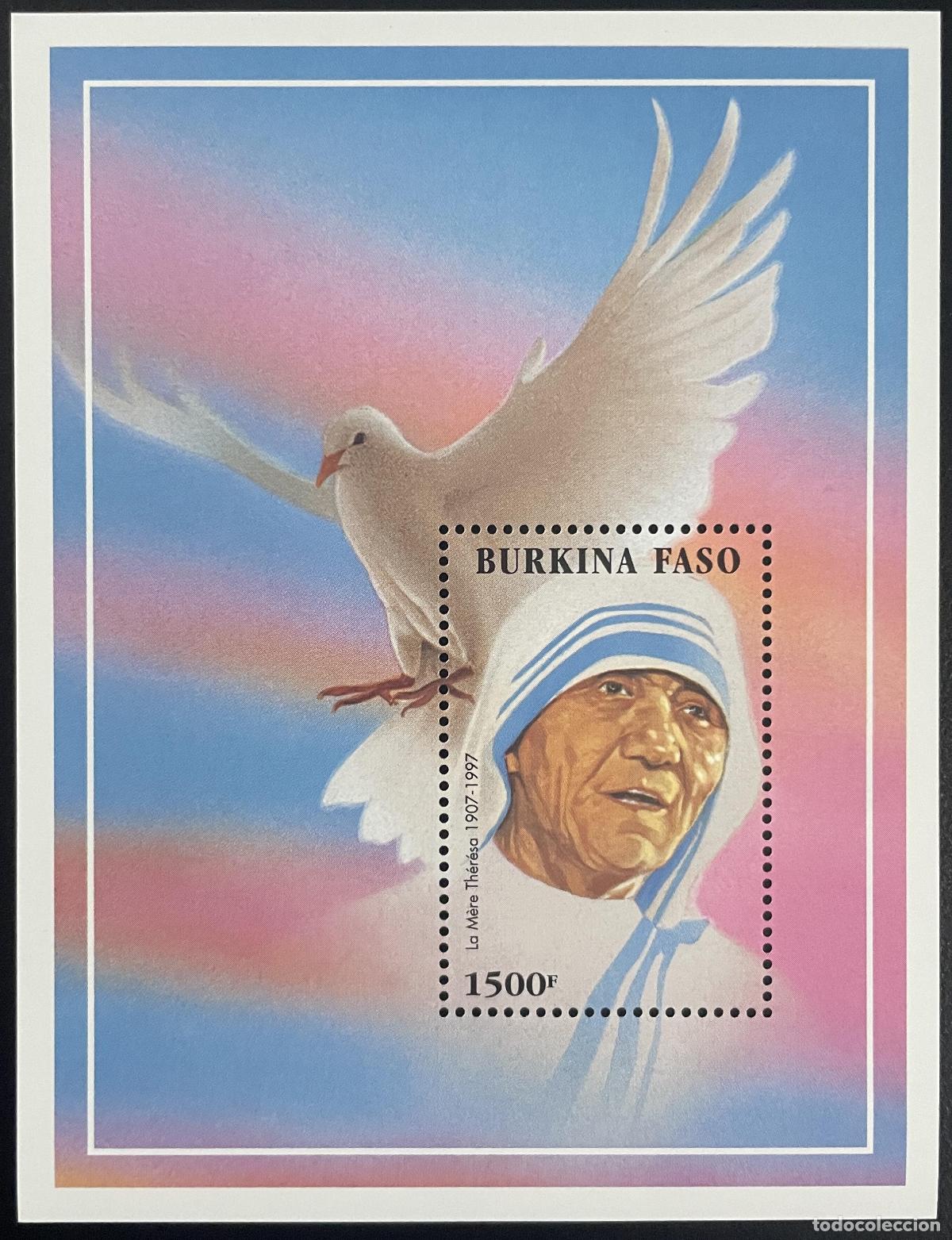 Stamps: Burkina Faso 1998 YT Bl. 67 Madre Teresa Premio Nobel de la Paz Paloma religiosa