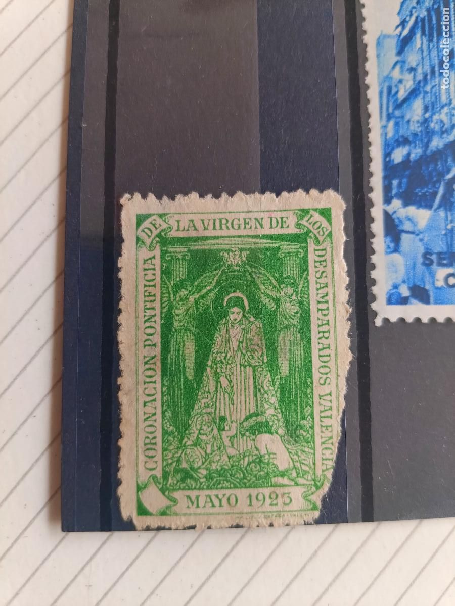 Sellos: VALENCIA CORONACI&Oacute;N PONTIFICIA DE LA VIRGEN DE LOS DESAMPARADOS MAYO 1923 SELLO, VI&Ntilde;ETA