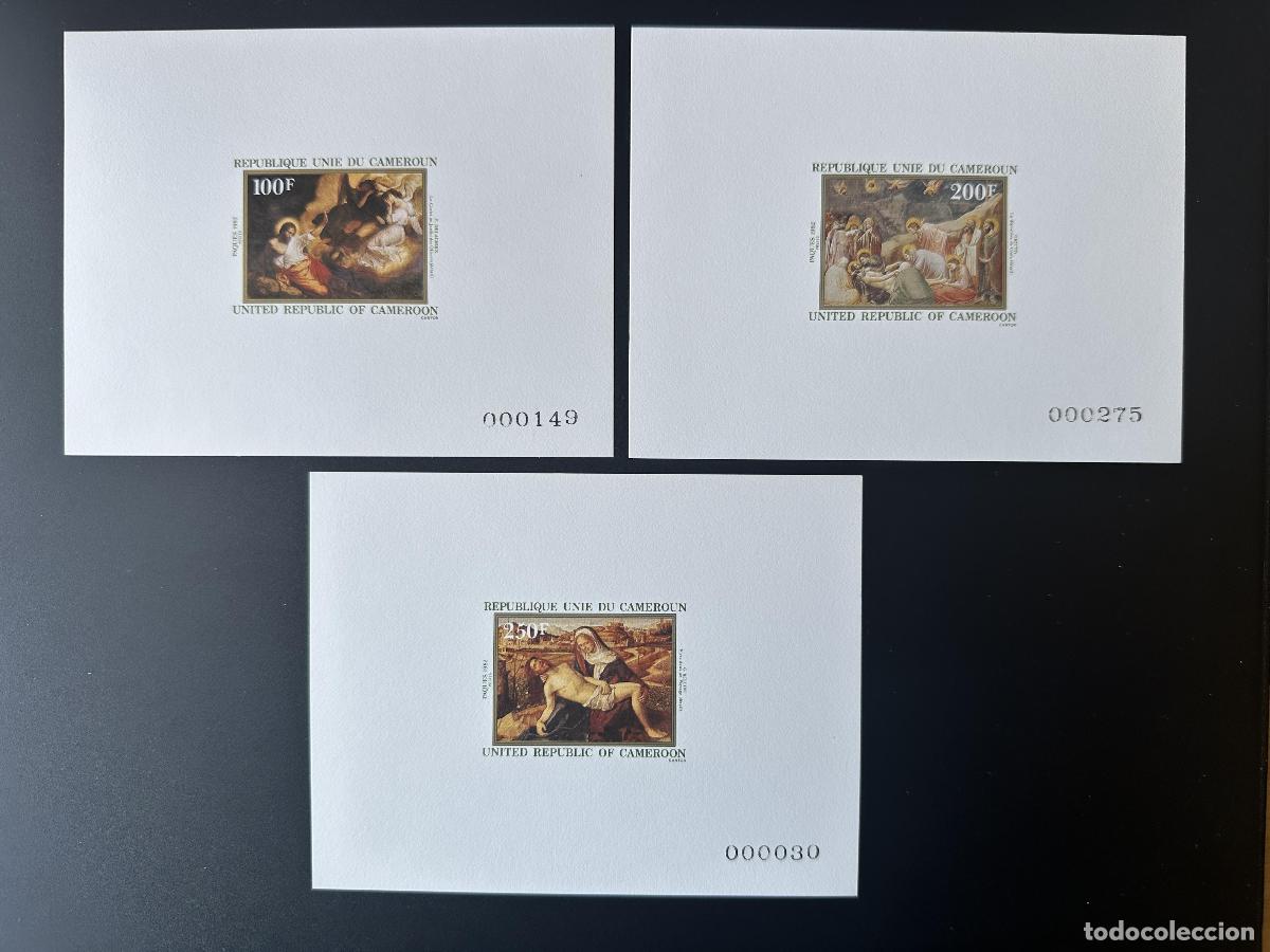 Stamps: Camer&uacute;n 1982 Mi. 970 - 972 Proof Lujo Arte de Bellini Delacroix para Pascua y