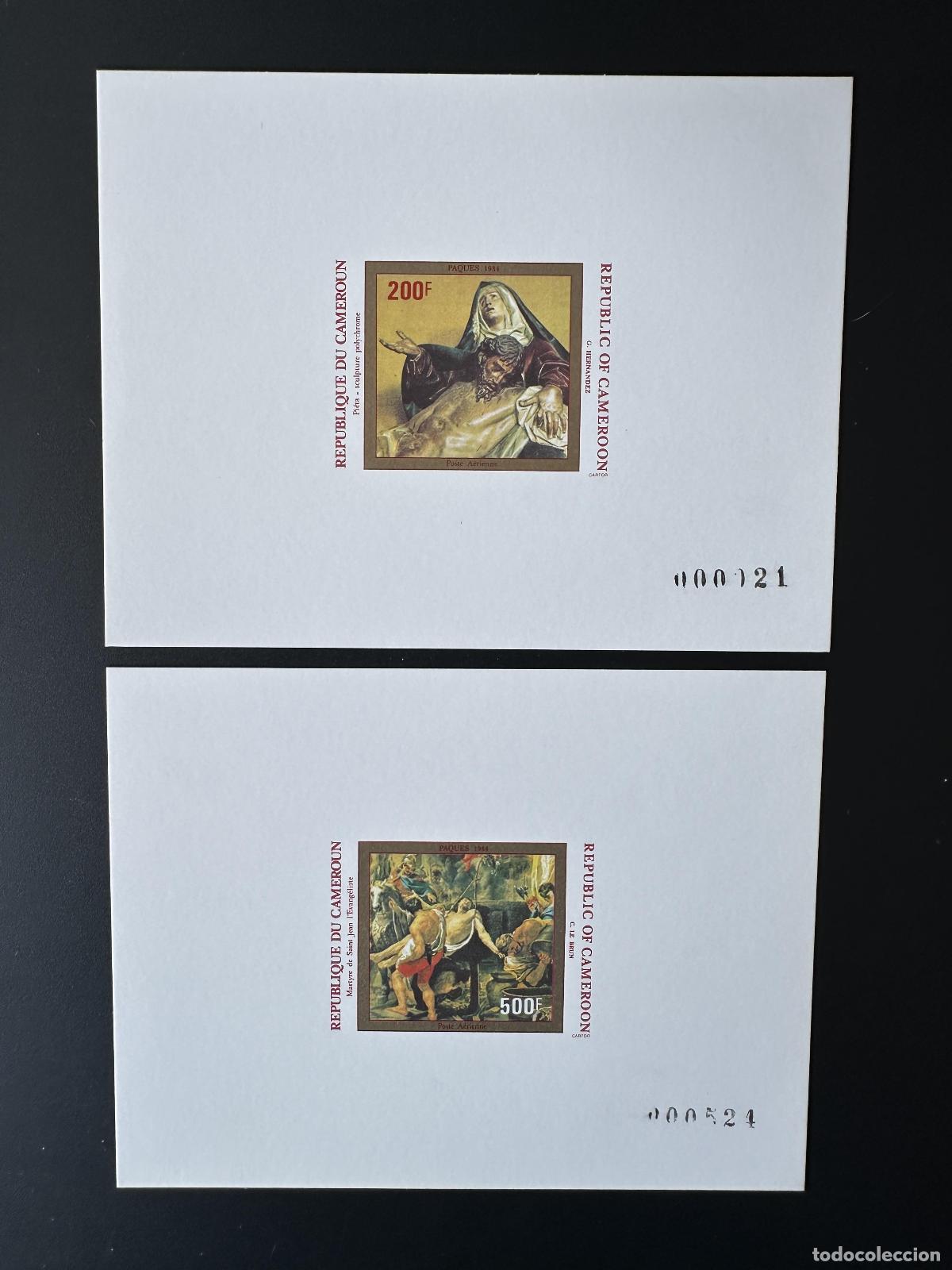 Sellos: Camer&uacute;n 1984 Mi. 1032 - 1033 Proof Lujo Pascua Le Brun Hernandez Art