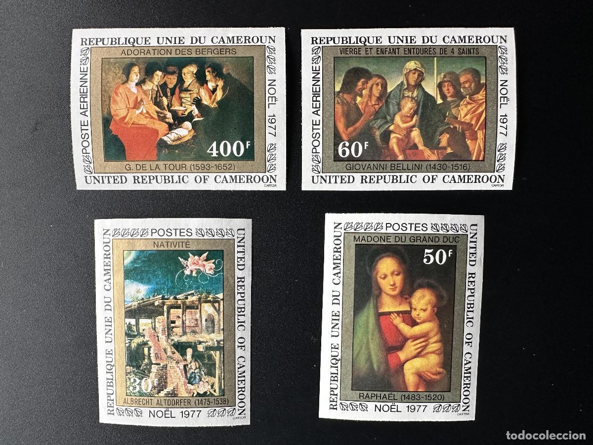 Sellos: Camer&uacute;n 1977 Mi. 870-873 ND Navidad Pinturas navide&ntilde;as Religi&oacute;n Arte Raphael Bellini La Torre