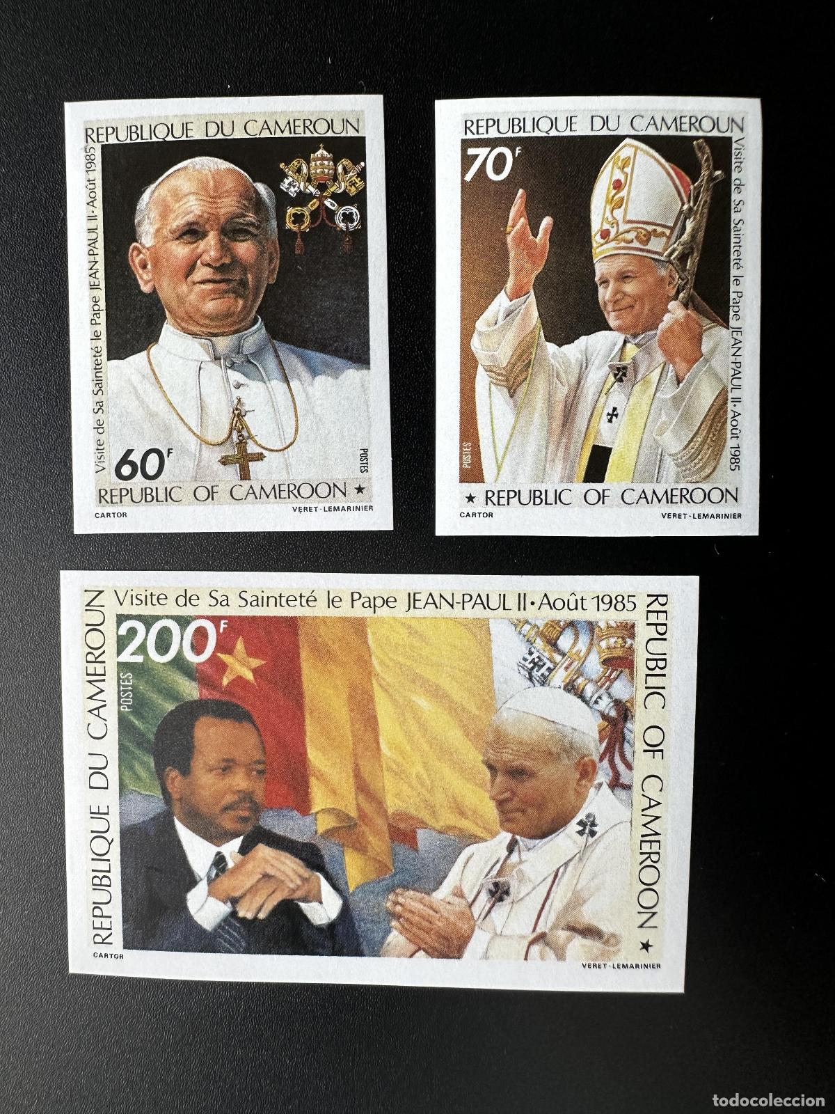 Timbres: Camer&uacute;n 1985 Mi. 1090 - 1092 ND Visita al Papa Juan Pablo II Biya