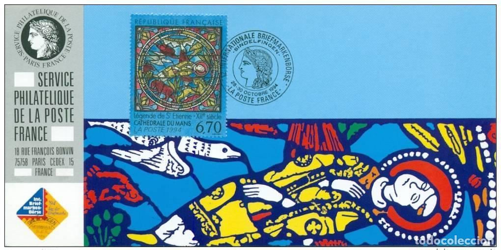 Selos: 123 Exposici&oacute;n oficial de mapas Sindelfingen 1994 Catedral la FDC Vitrales Mans