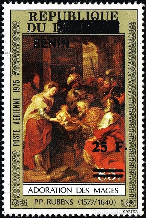 Sellos: Ben&iacute;n 1993 Mi. 558 III sobrecargado Rubens Adoraci&oacute;n de los Reyes Magos