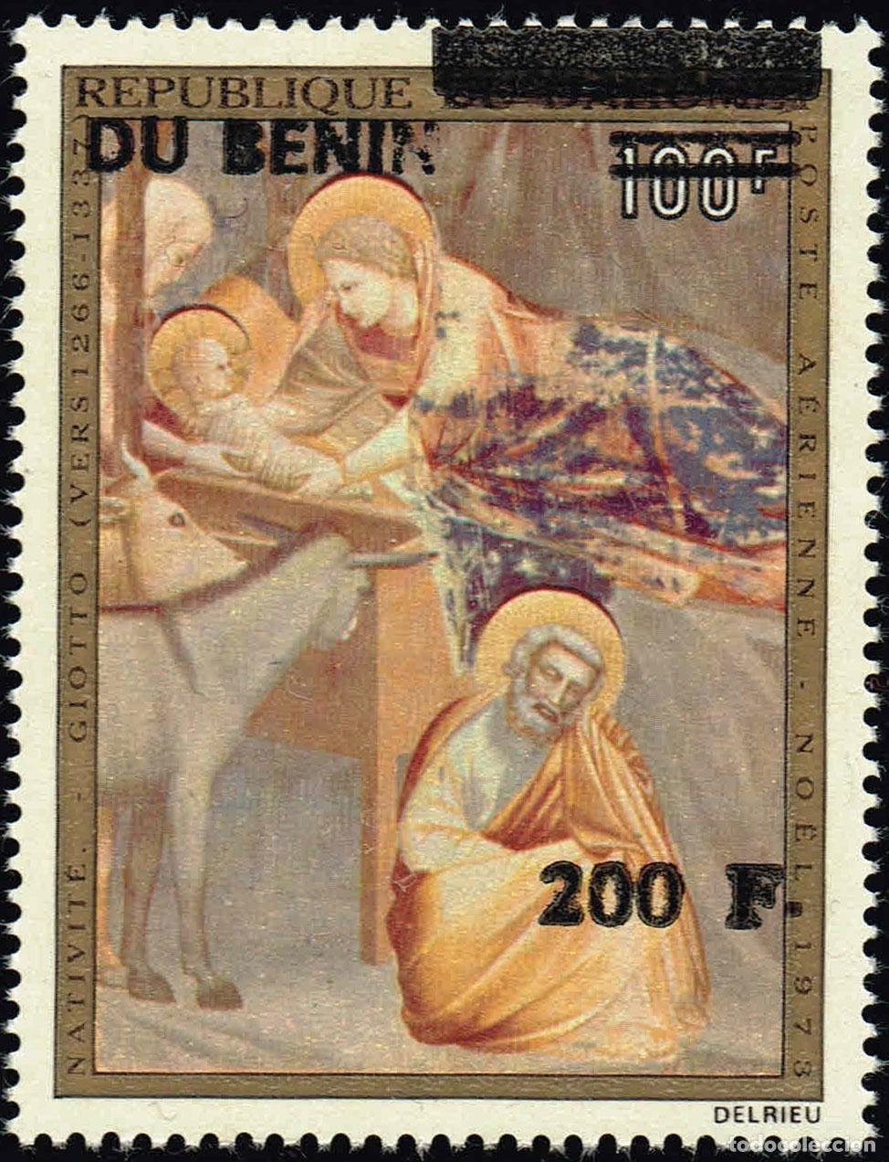 Sellos: Ben&iacute;n 1994 Mi. 608 sobrecargado Navidad Natividad Giotto pintura a&eacute;rea