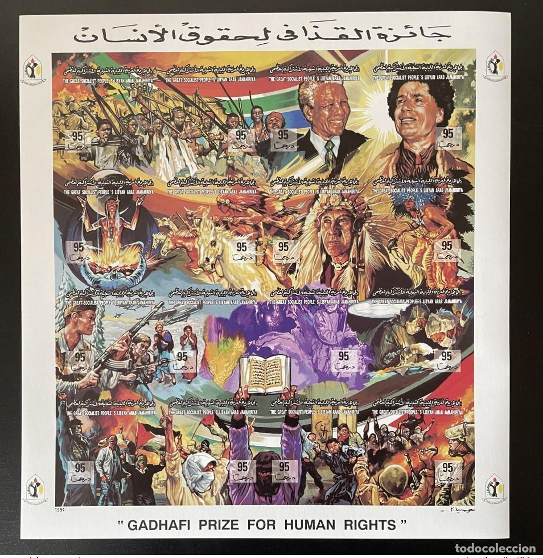 Sellos: Libia 1994 Mi. 2072-2087 Premio Gadafi DDHH Nelson Mandela medicina ND