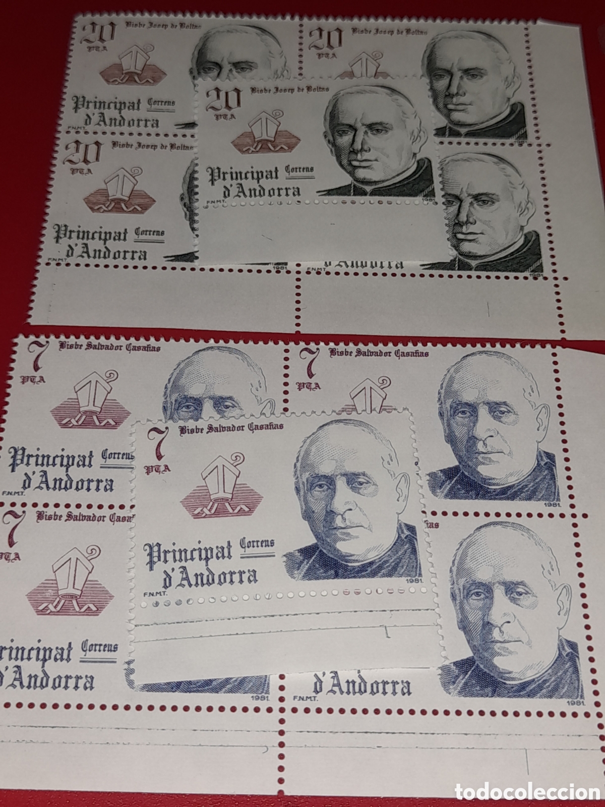 Sellos: Sello Andorra Espa&ntilde;ola nuevo 1981. Coprincipes de Andorra. Salvador Casa&ntilde;as. Clero. Religi&oacute;n. Josep