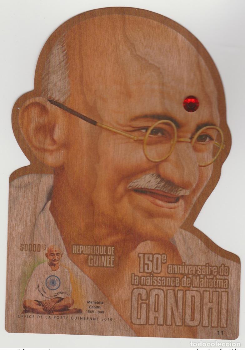 Sellos: Mueble de madera sin cordones Guinea 2019 IMPERF para muebles 150 aniversario Gandhi