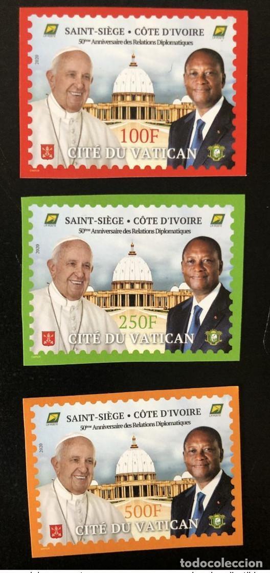 Sellos: Costa de Marfil 2020 Mi.? Edici&oacute;n conjunta IMPERF ND: 50 a&ntilde;os relaciones con el Vaticano
