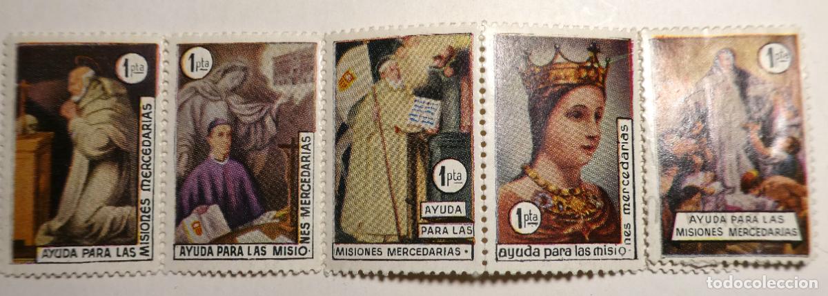 Sellos: 5 vi&ntilde;etas de Ayuda para las Misiones Mercedarias, nuevos