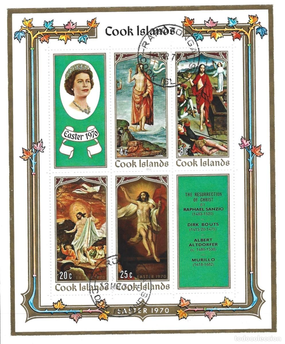 Sellos: COOK ISLANDS 1970 - LA RESURRECCI&Oacute;N DE CRISTO - EL BLOQUE DE PASCUA SE PEGA AL PAPEL - ESTAMPADO