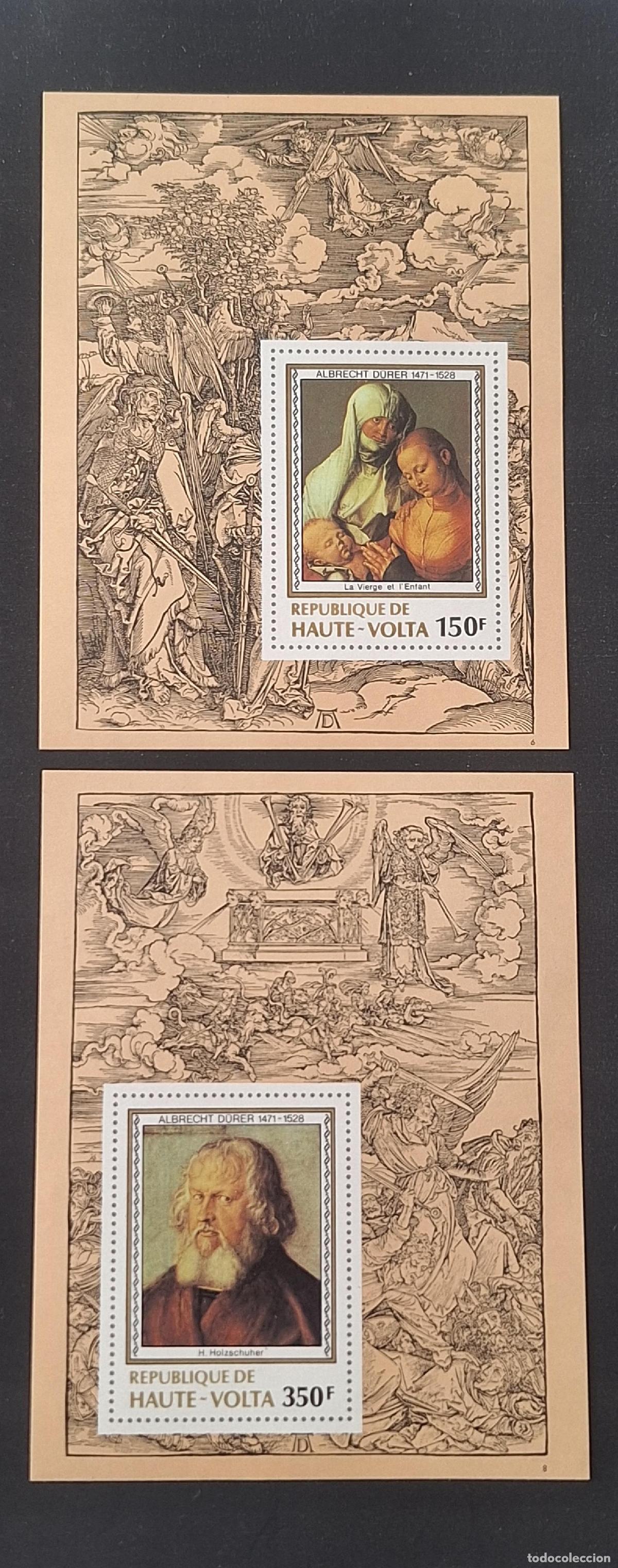 Sellos: Alto Volta 1978 Mi. 733/735 Bl. D&uuml;rer Virgen y Ni&ntilde;o Holzschuher