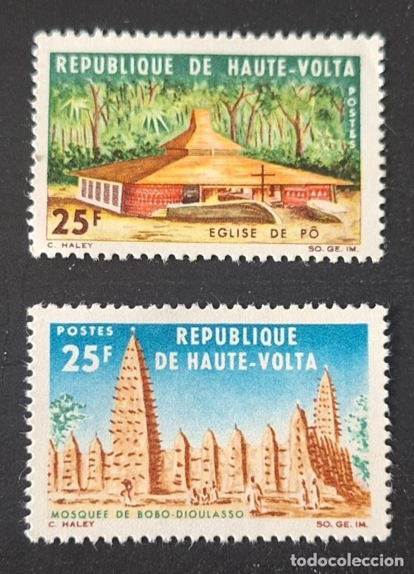 Sellos: Alto Volta 1966 Mi. 185-186 Iglesia de P&ocirc; Mezquita Bobo-Dioulasso