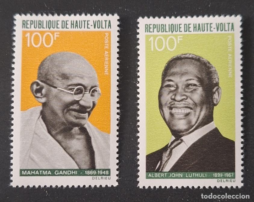 Sellos: Alto Volta 1968 Mi. 253-254 Gandhi Luthuli correo a&eacute;reo Nobel paz